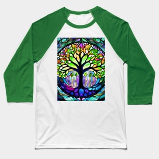 Stained Glass Tree Baseball T-Shirt